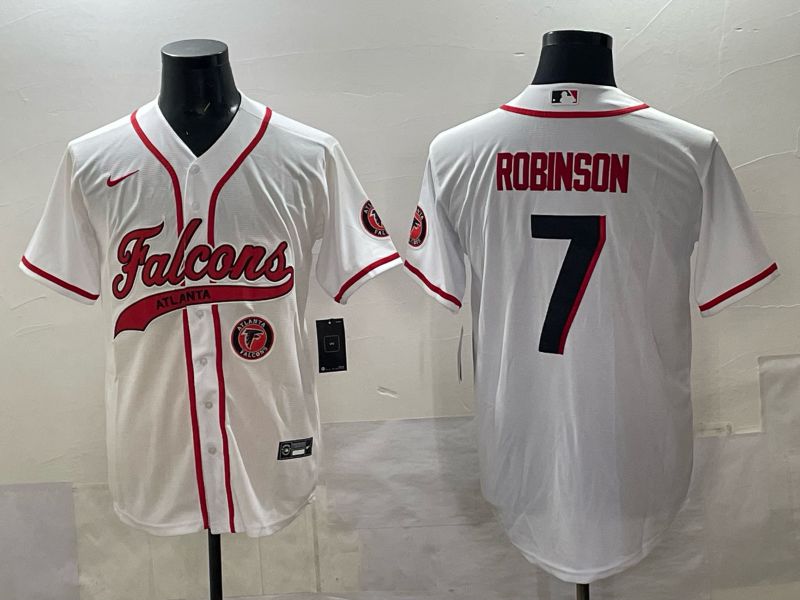 Men 2025 Nike Atlanta Falcons #7 Robinson white Joint Name Limited NFL Jersey style 07